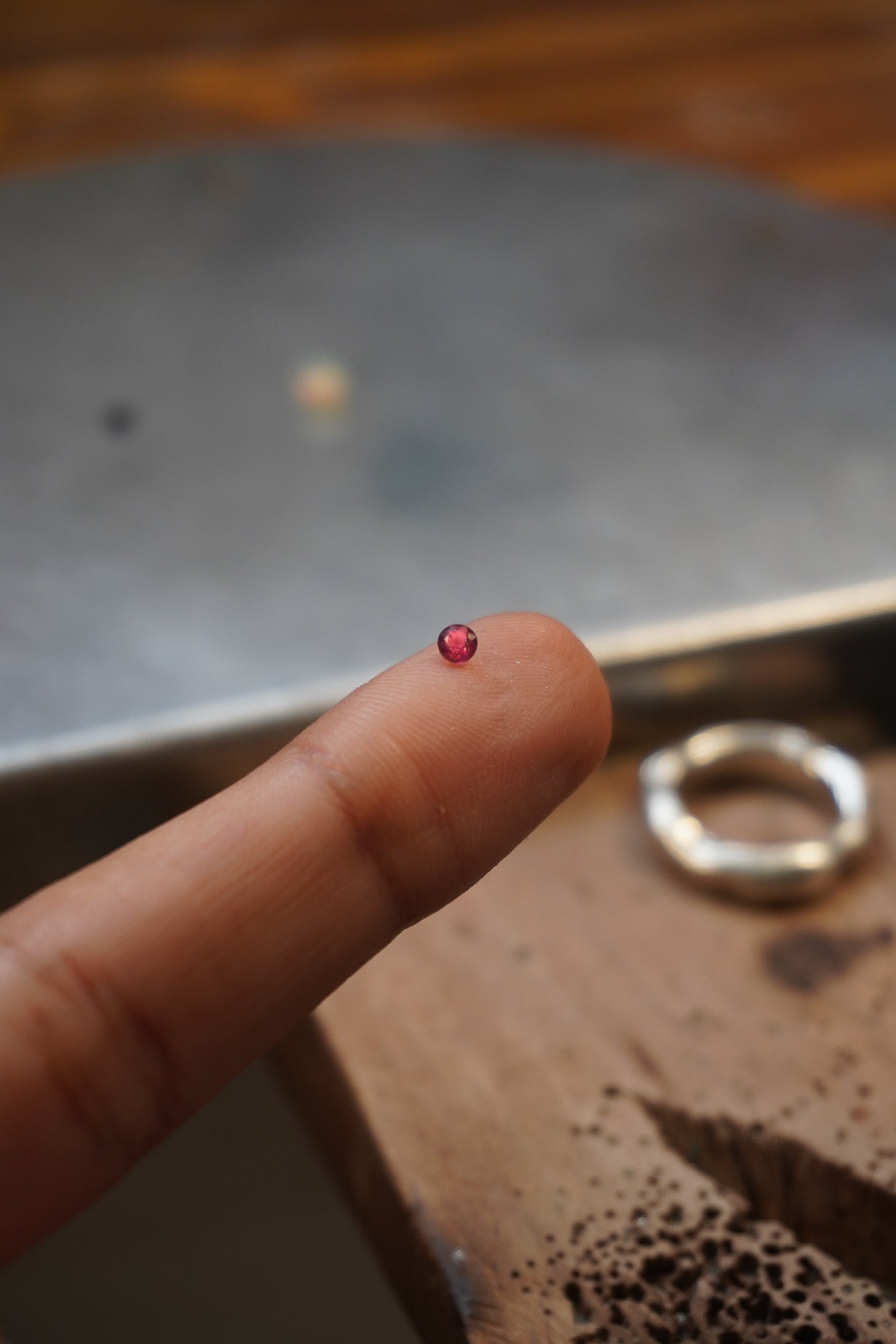 Anillo turmalina rosa