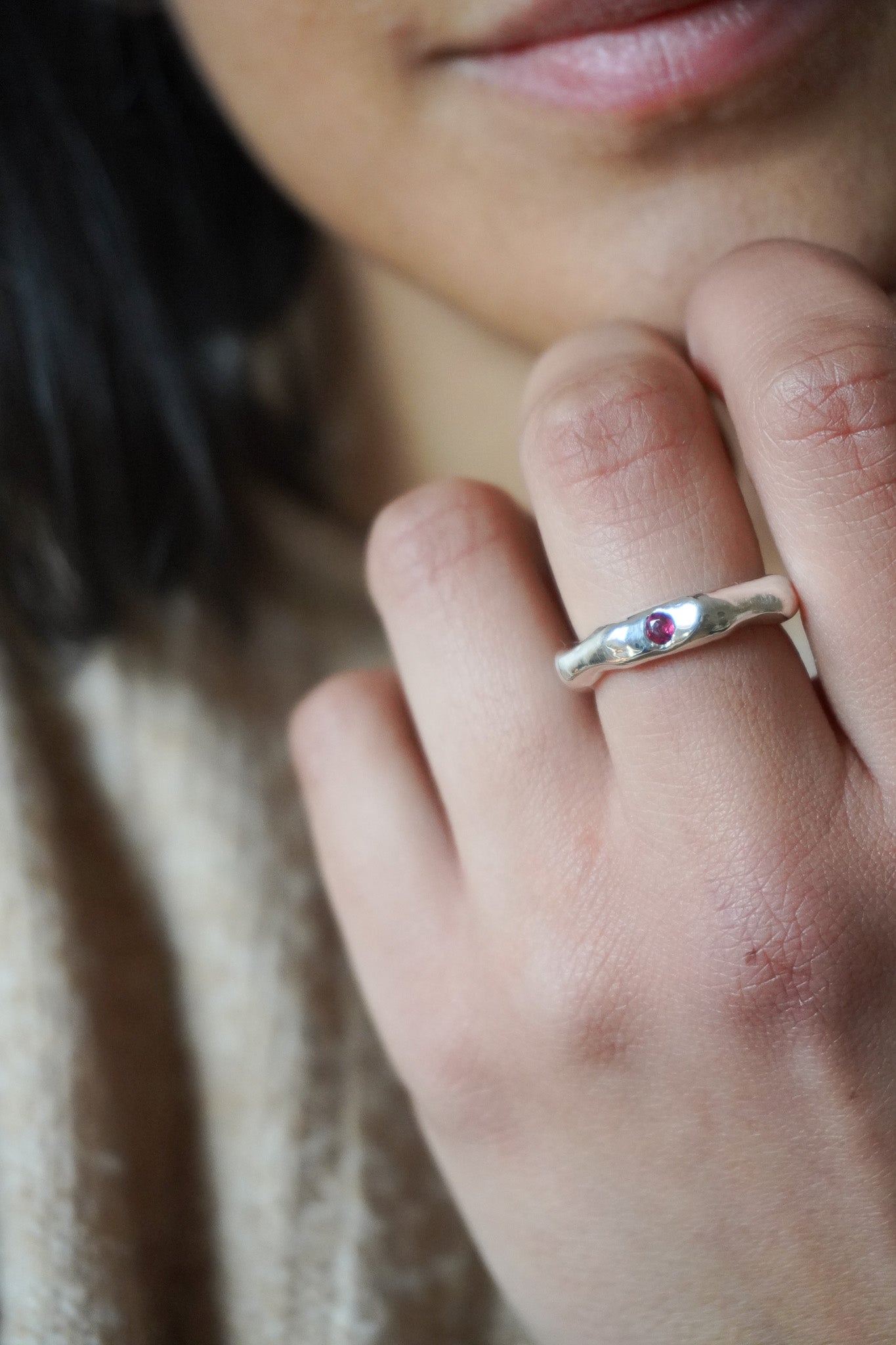 Anillo turmalina rosa