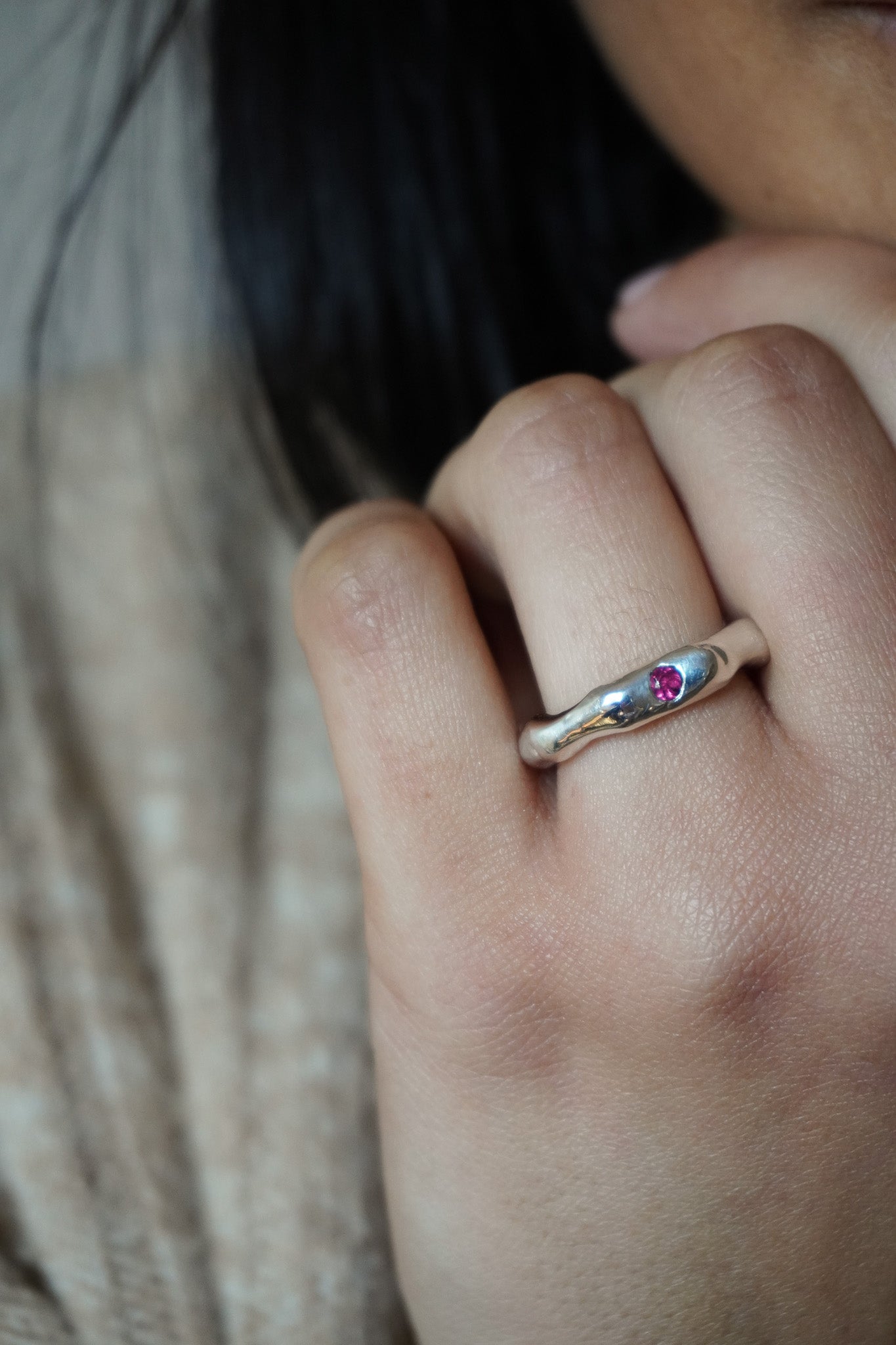 Anillo turmalina rosa