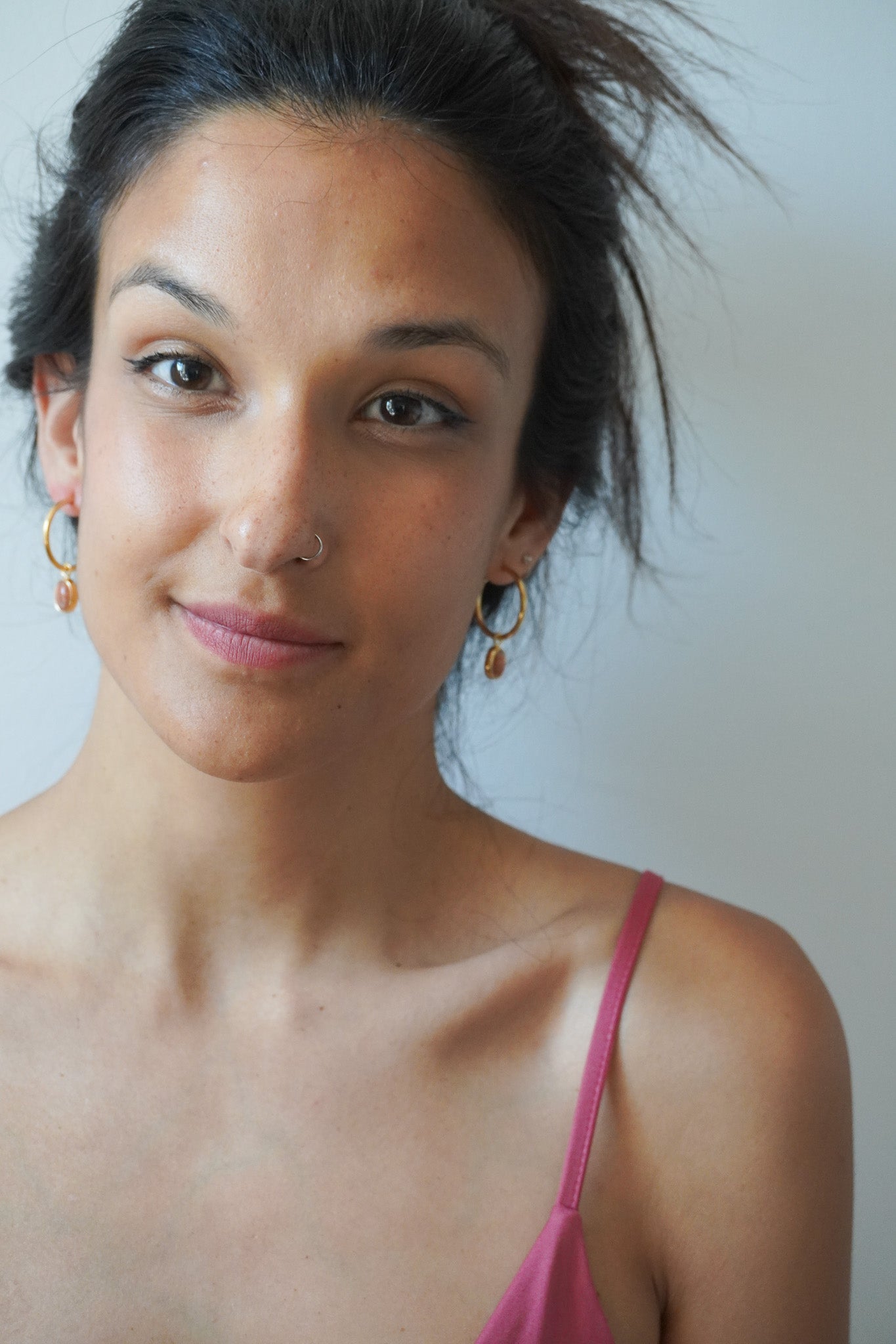 Aros sunstone (baño oro 24k)