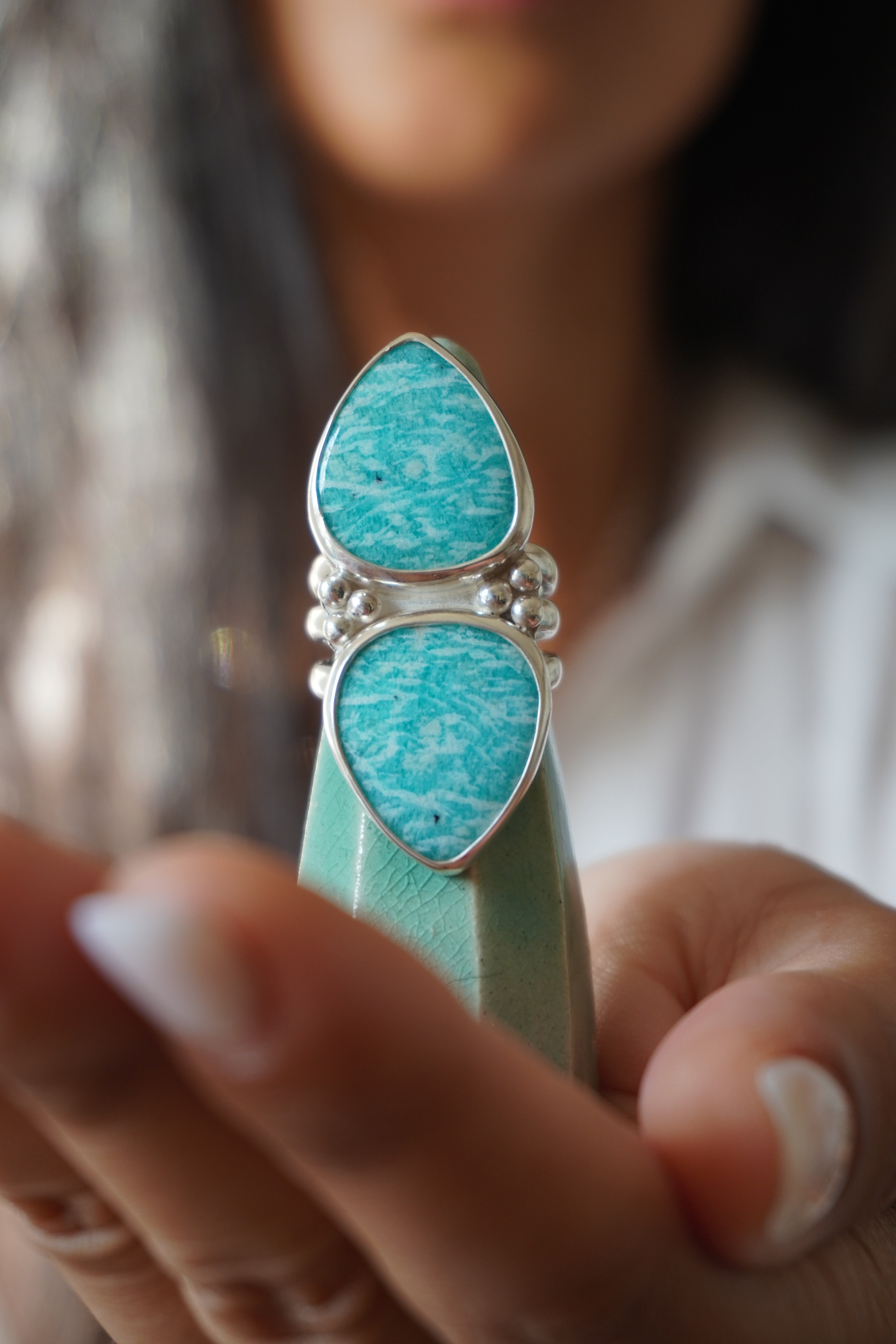 Anilla doble amazonita - Talla 18