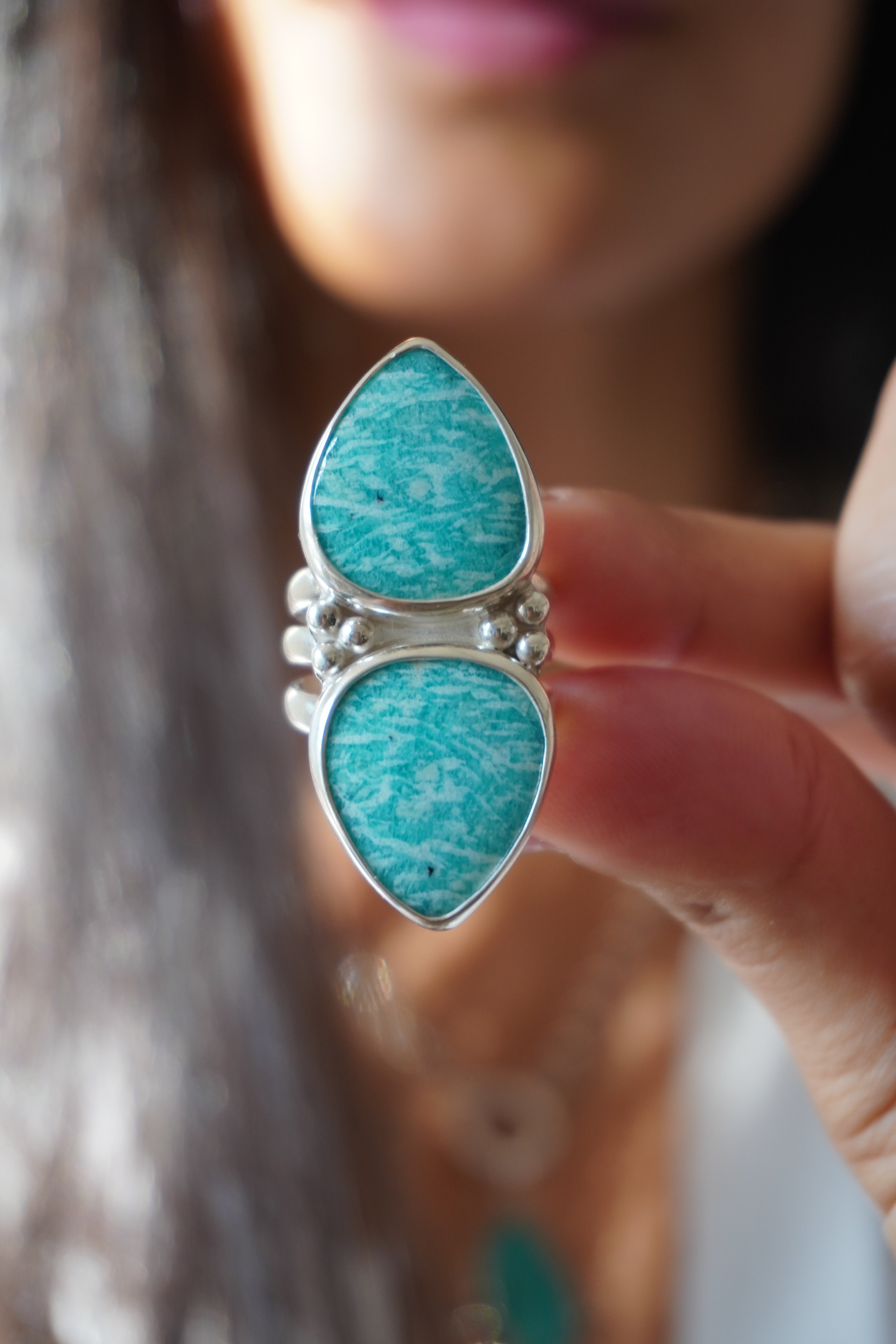 Anilla doble amazonita - Talla 18