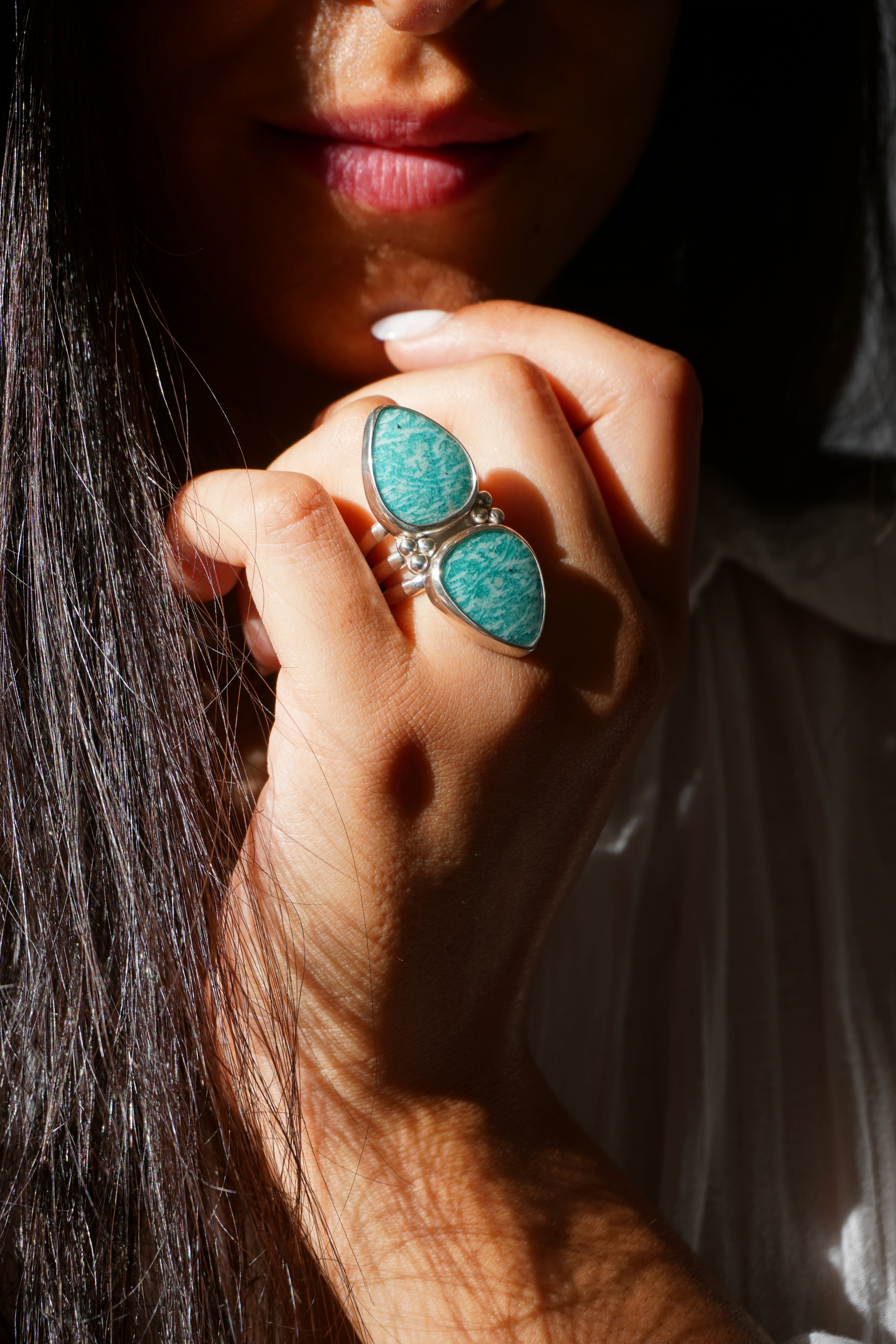 Anilla doble amazonita - Talla 18