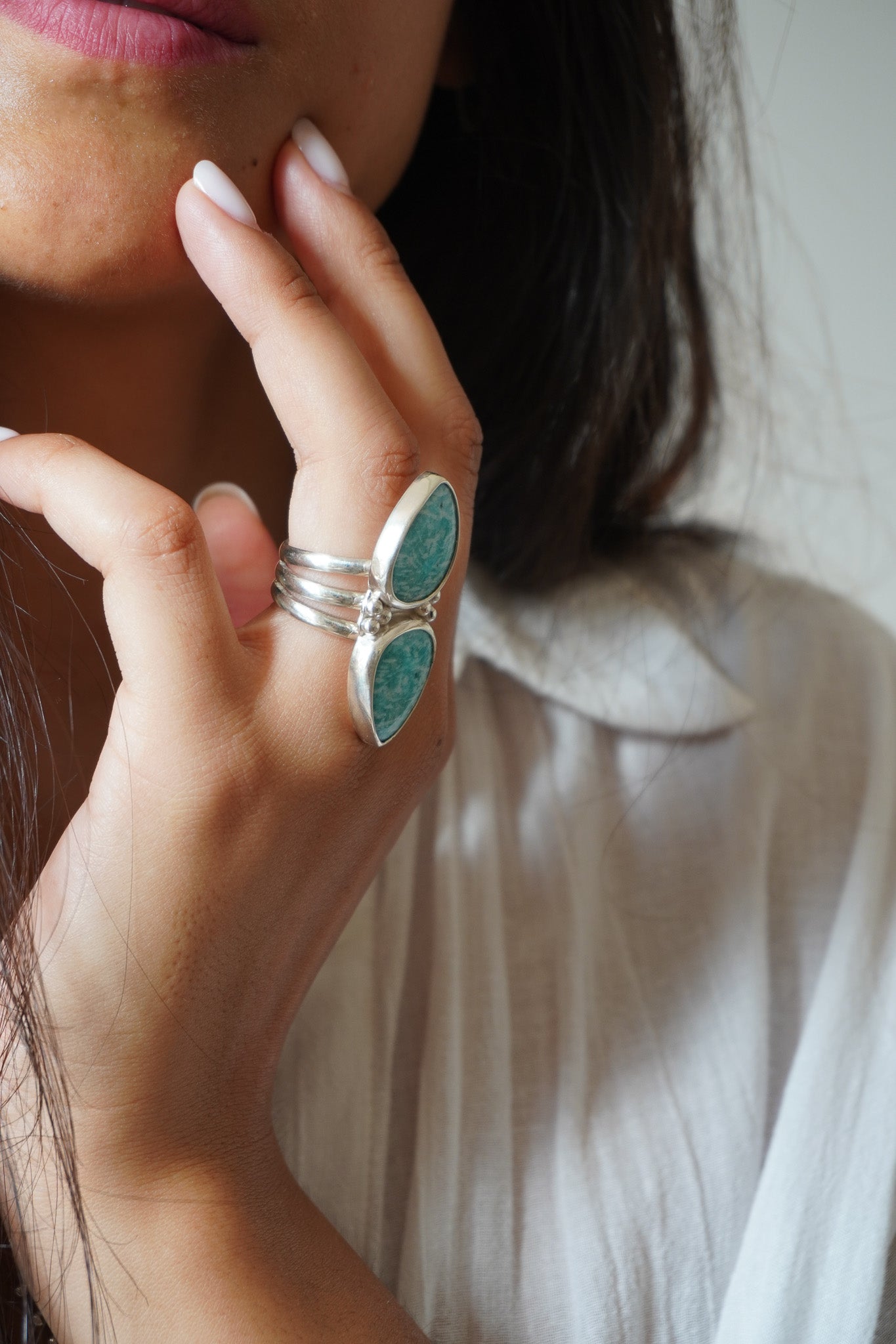 Anilla doble amazonita - Talla 18