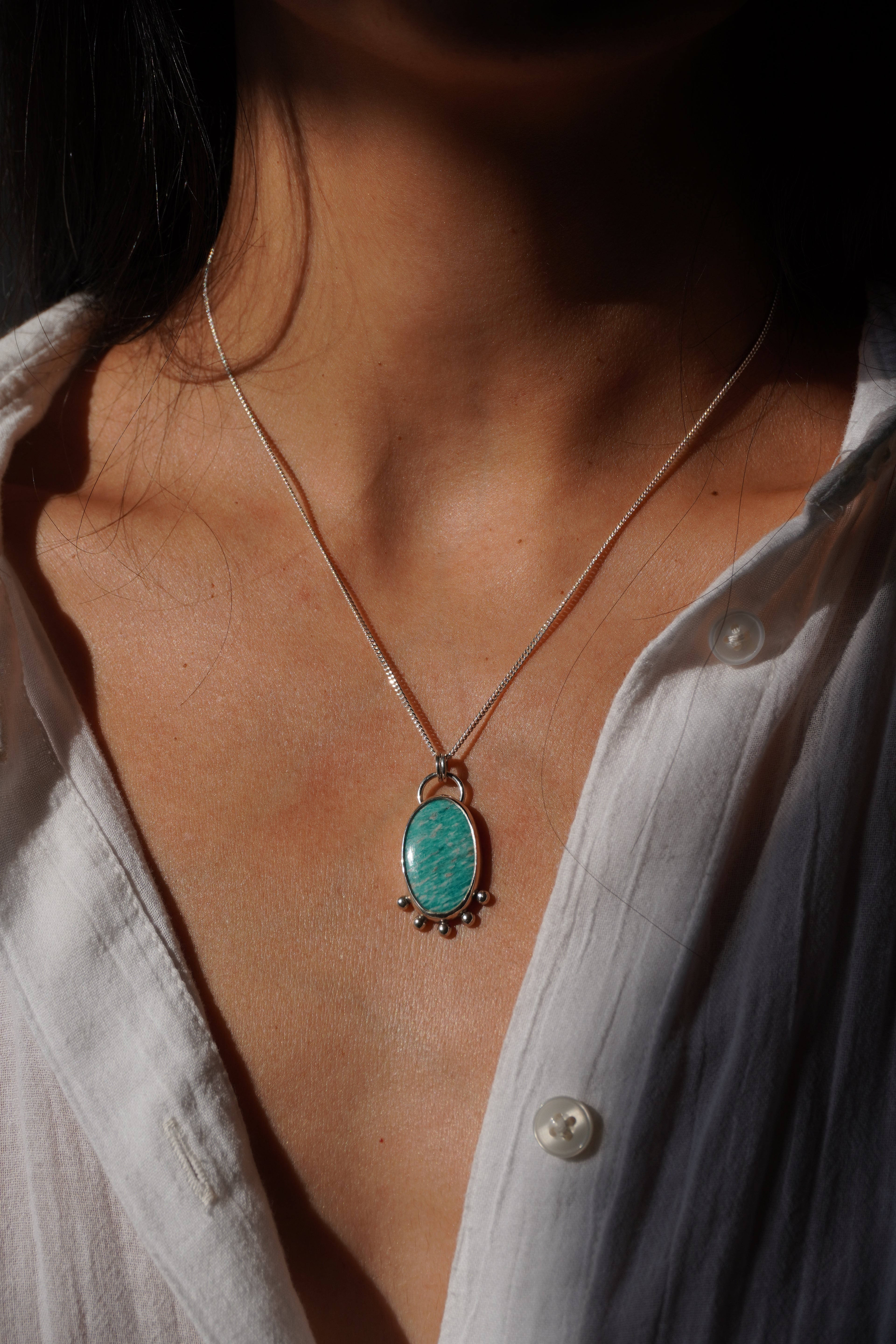 Collar oval amazonita