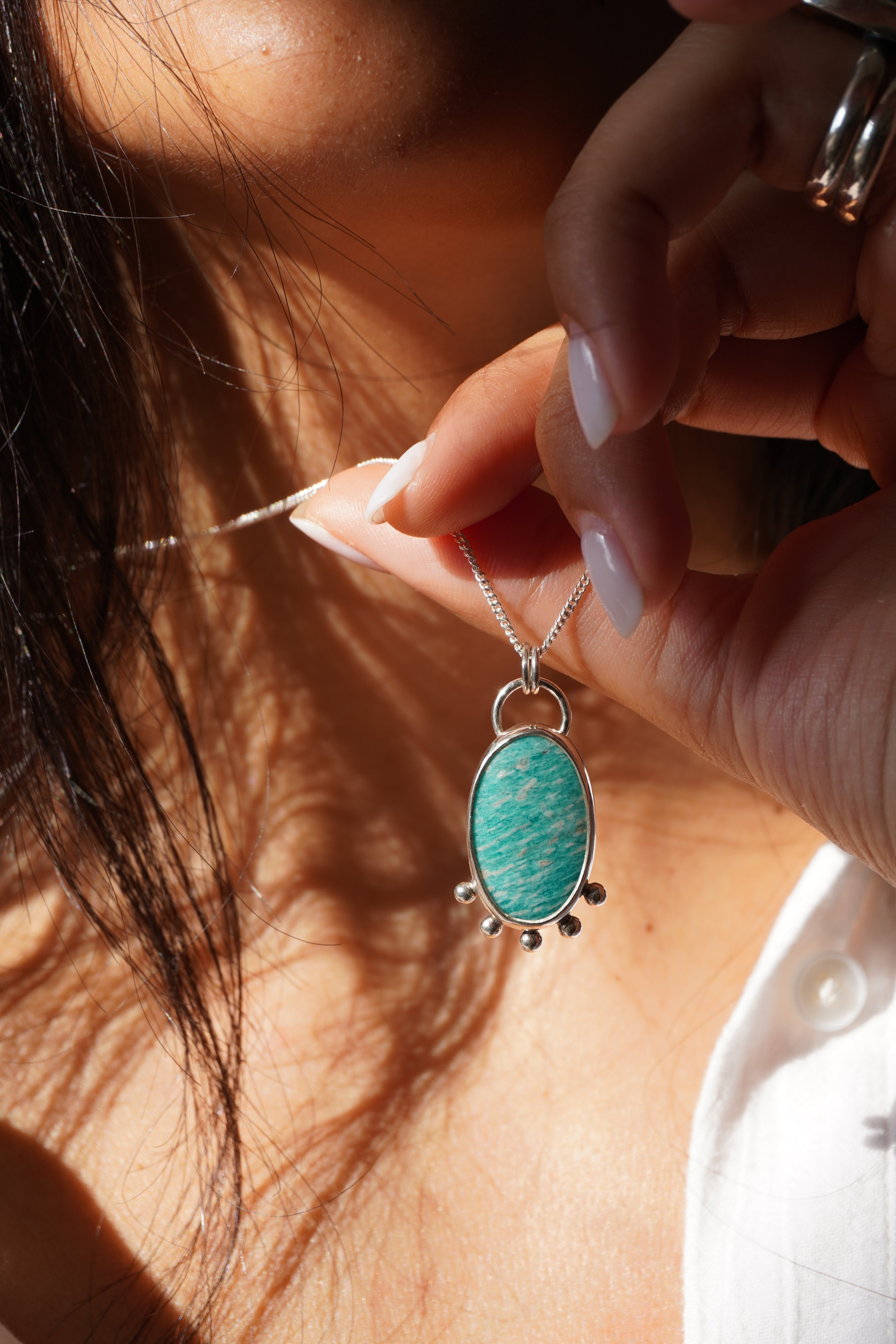 Collar oval amazonita