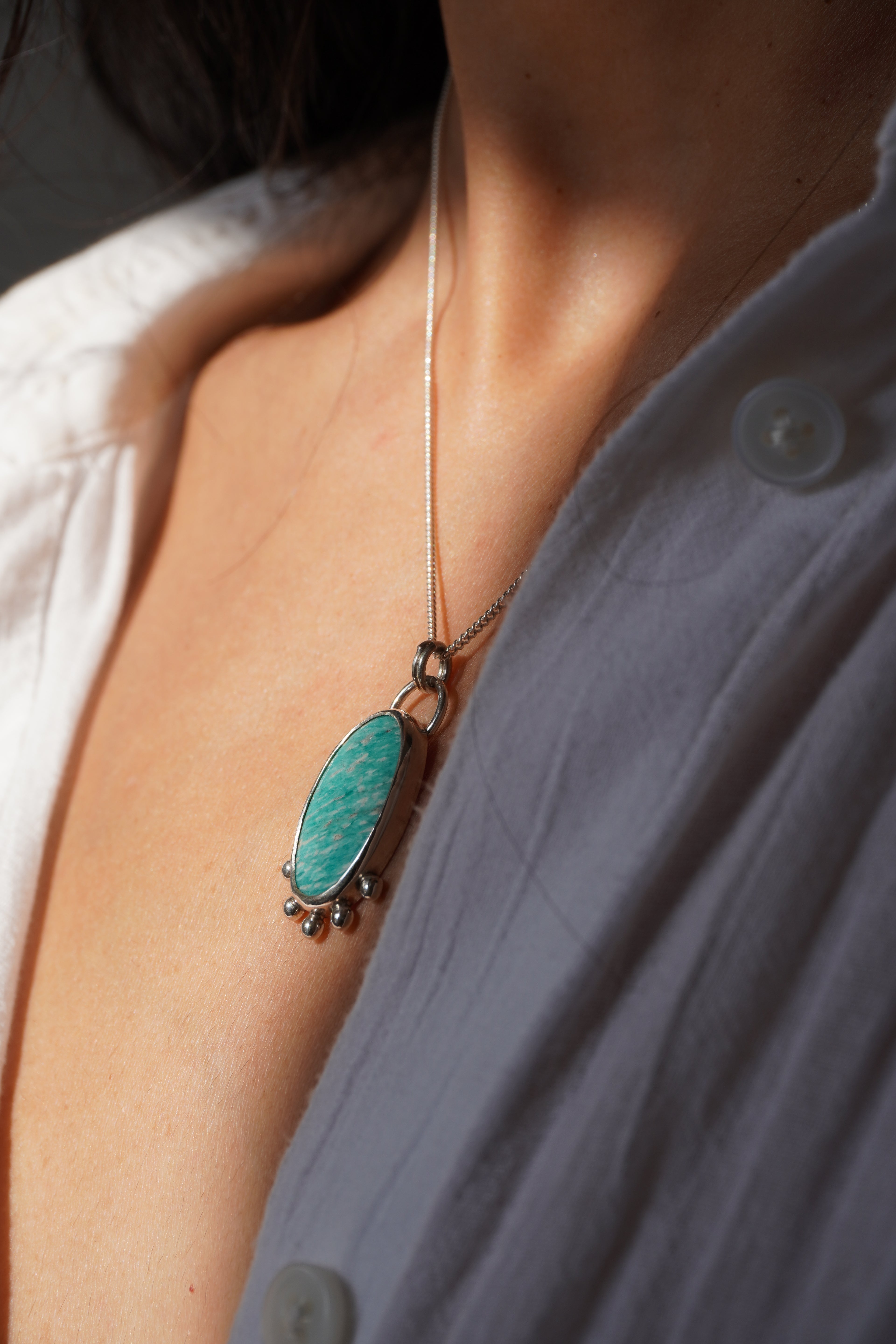 Collar oval amazonita