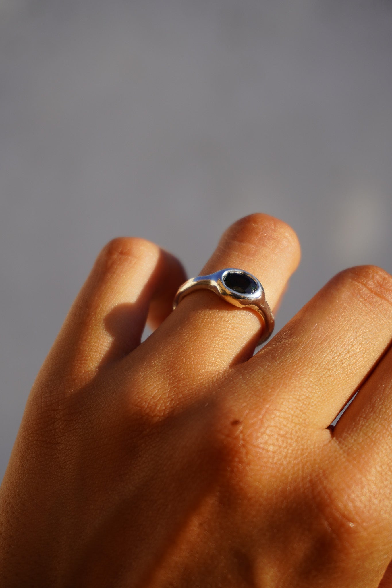 Anillo oval turmalina verde - Talla 13