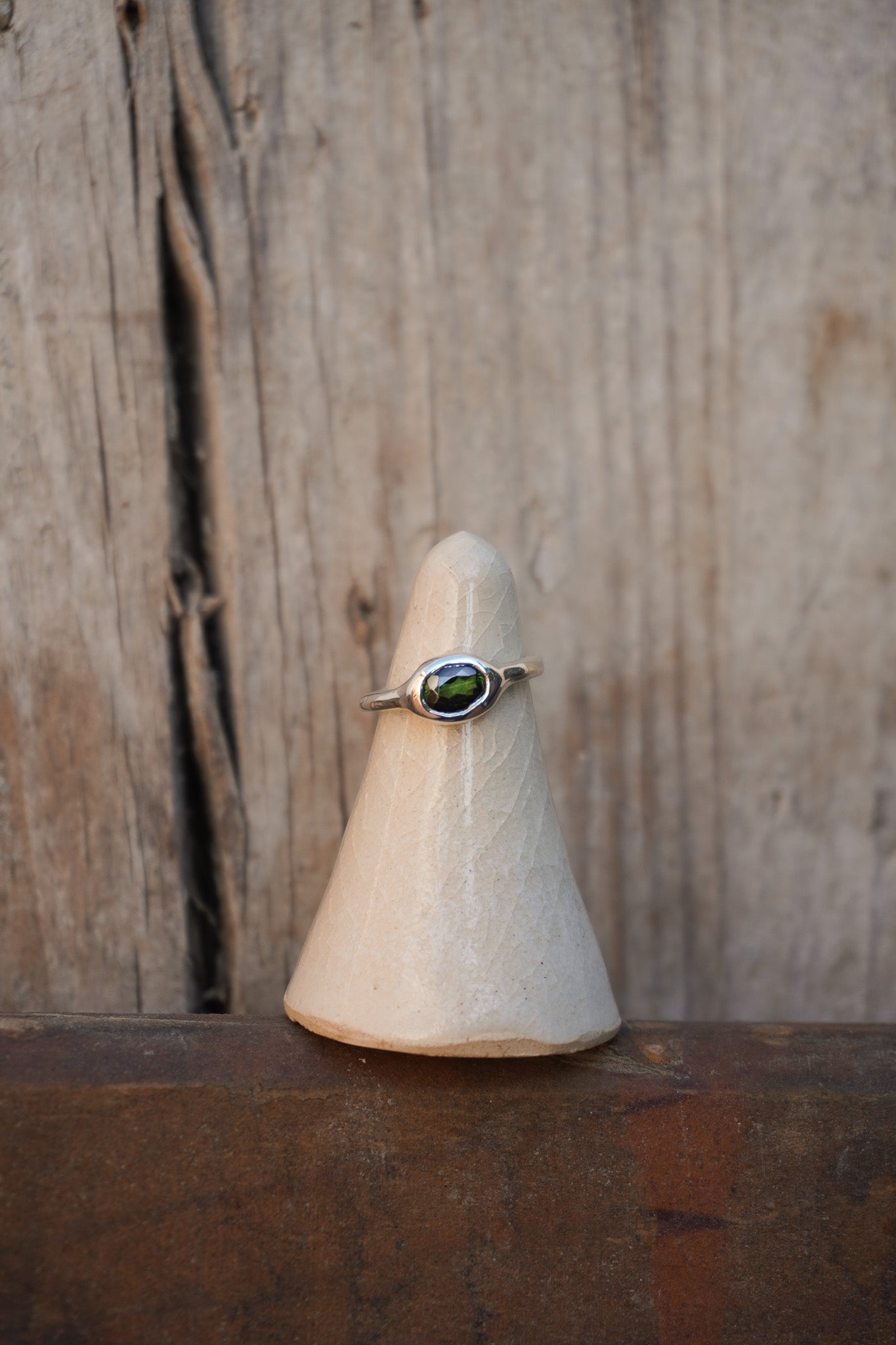 Anillo oval turmalina verde - Talla 13