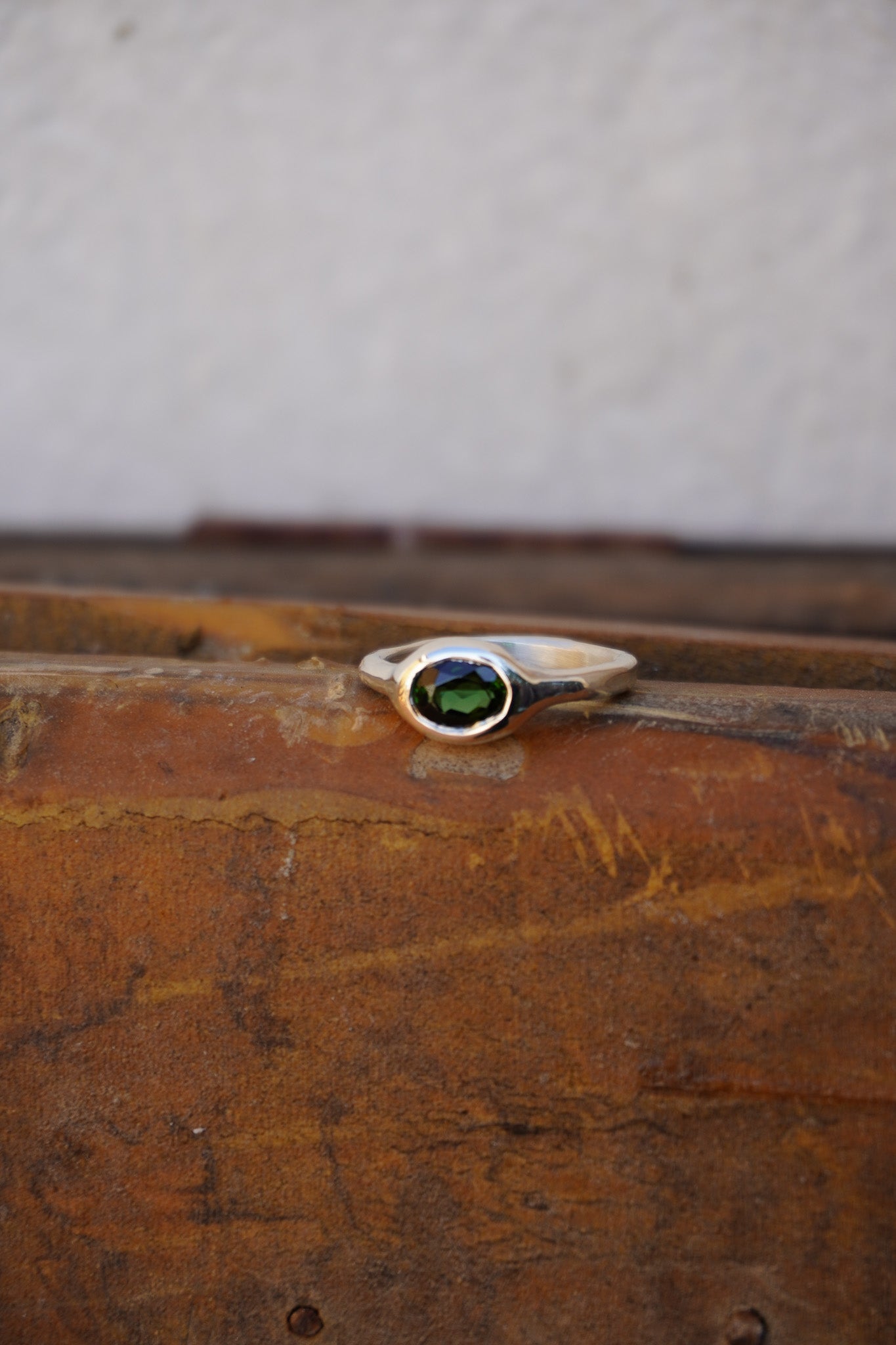 Anillo oval turmalina verde - Talla 13