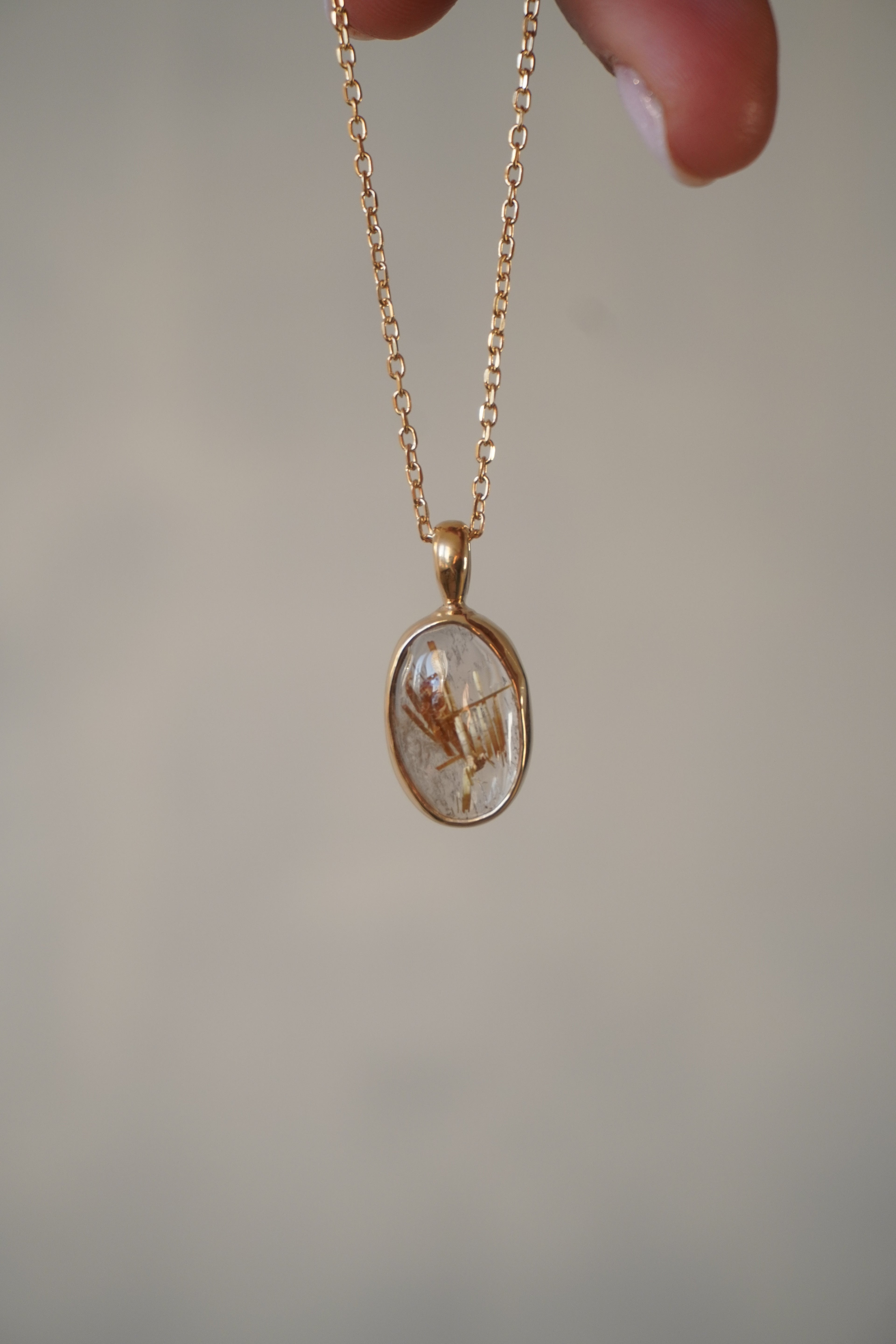 Collar cuarzo rutilado (baño oro 24k)