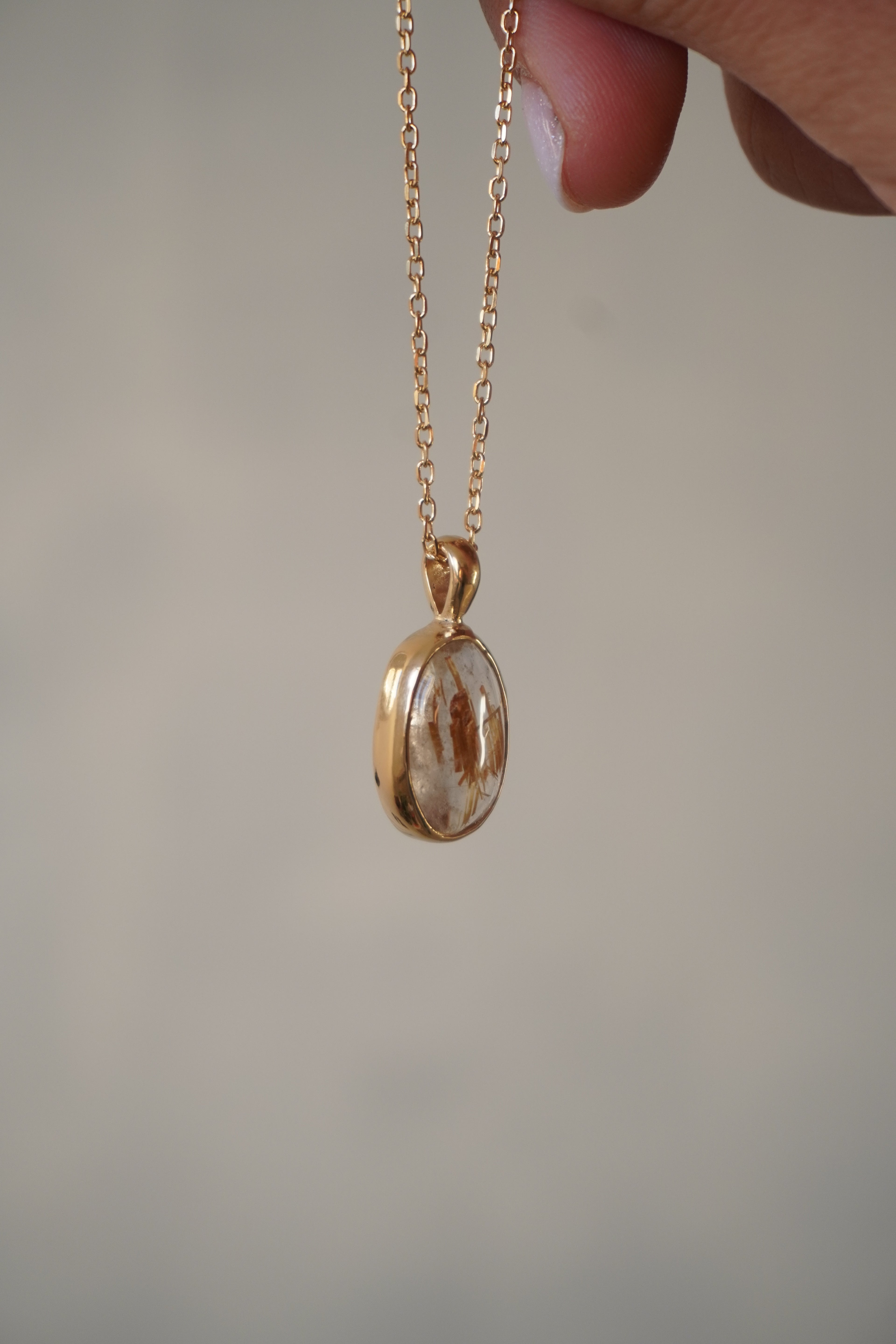 Collar cuarzo rutilado (baño oro 24k)