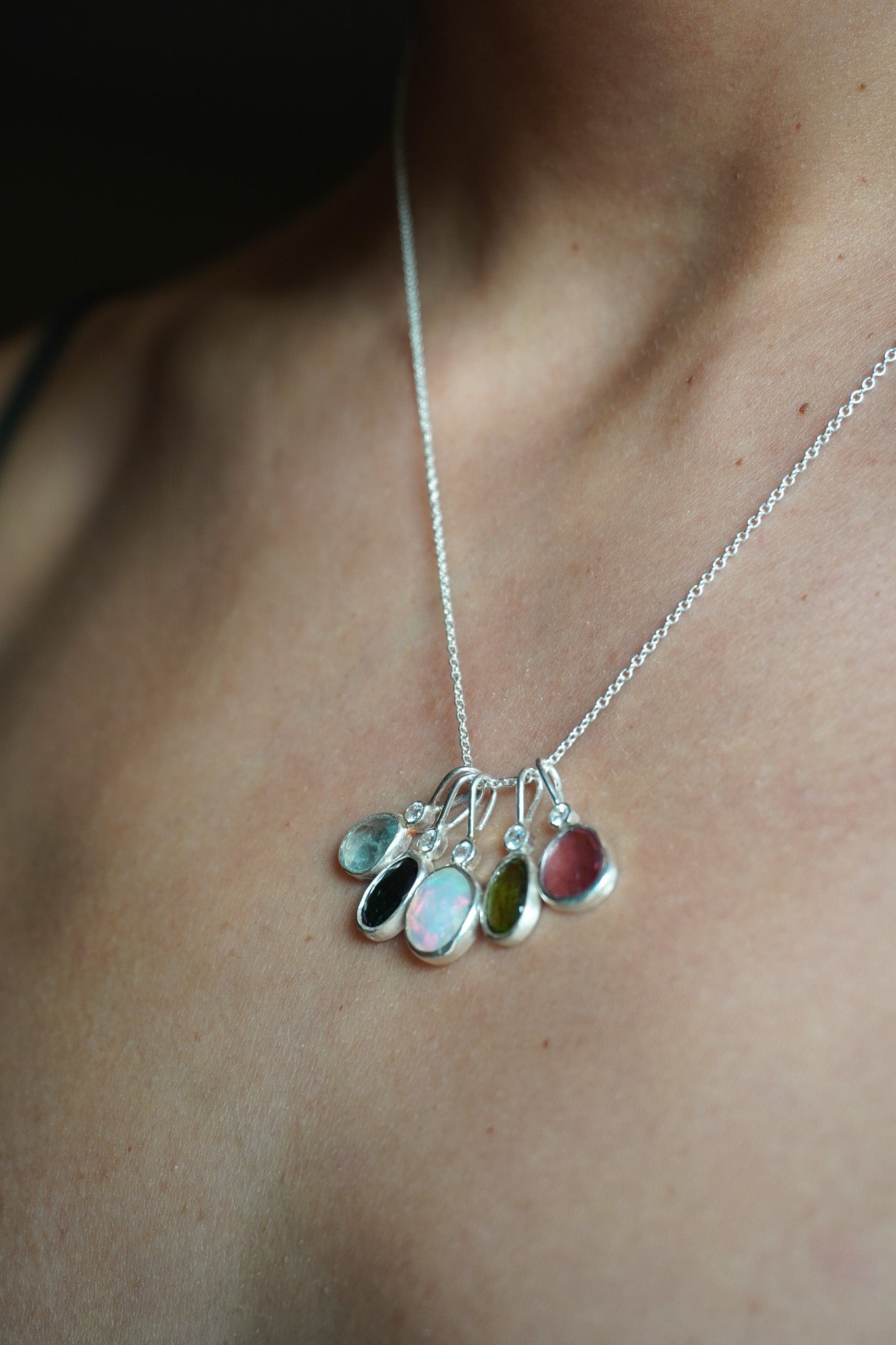 Collar turmalina rosa y topacio