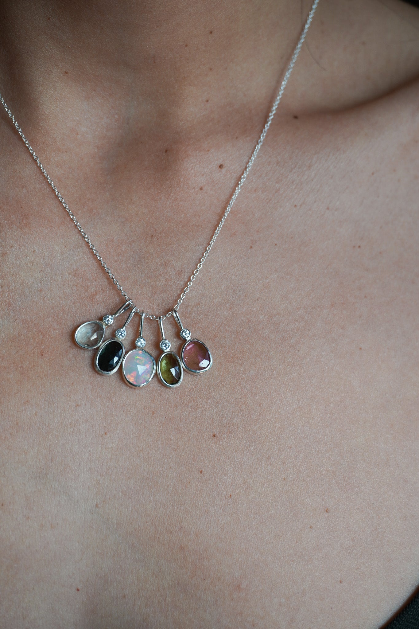 Collar turmalina rosa y topacio