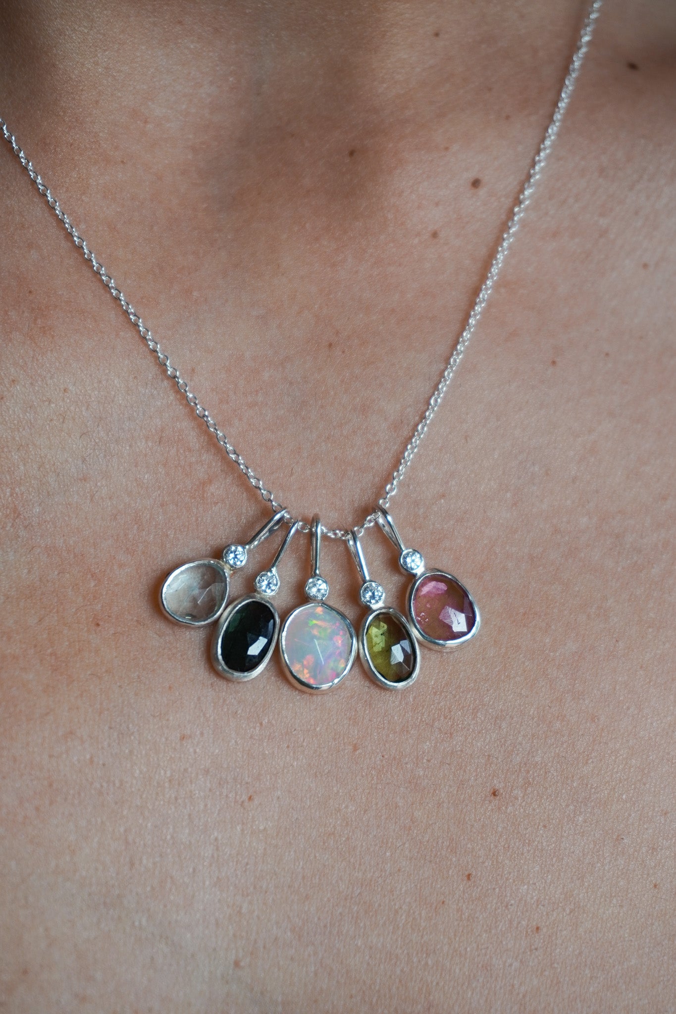 Collar turmalina rosa y topacio