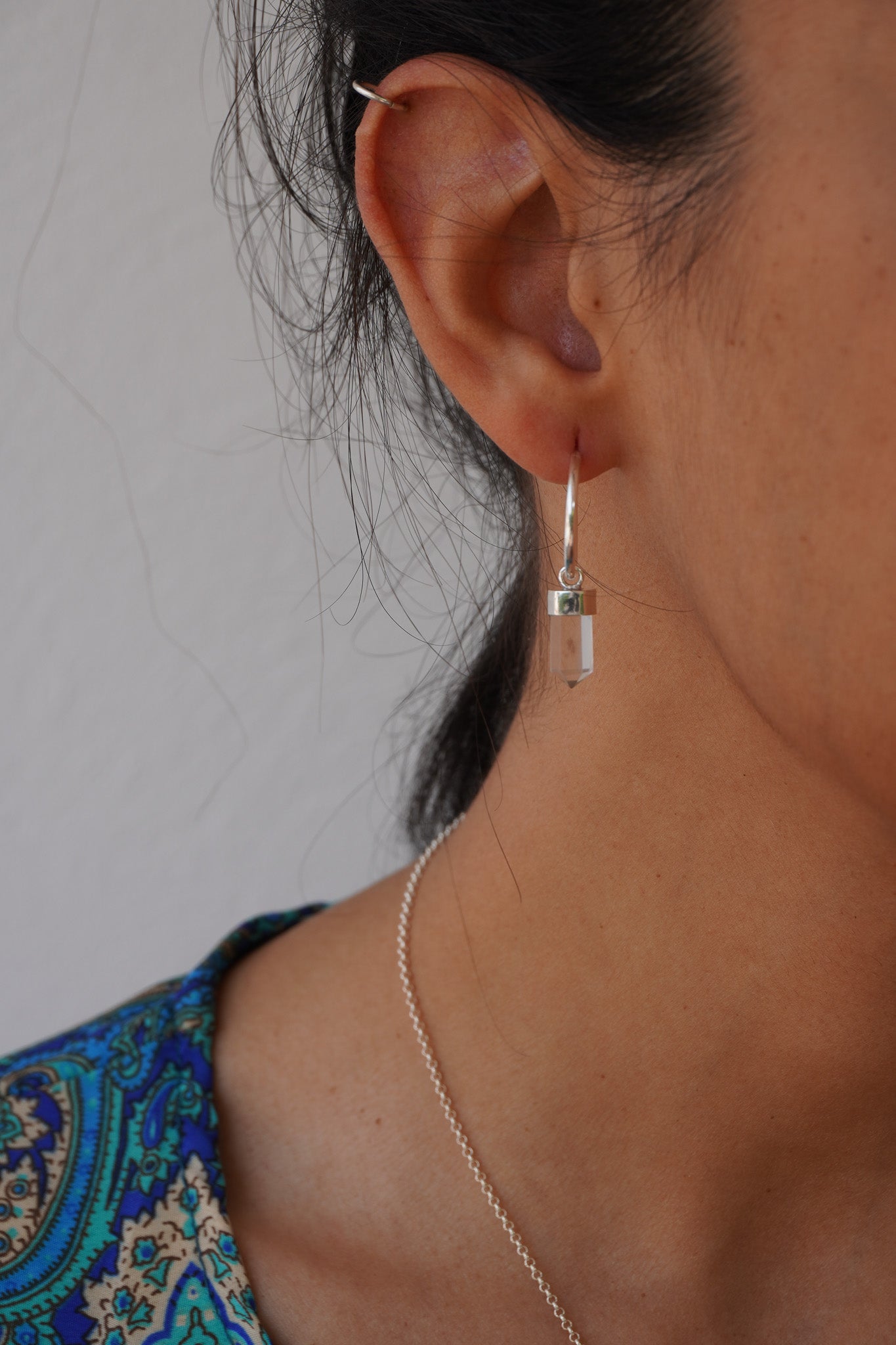 ✨Aros mini puntas cuarzo cristal