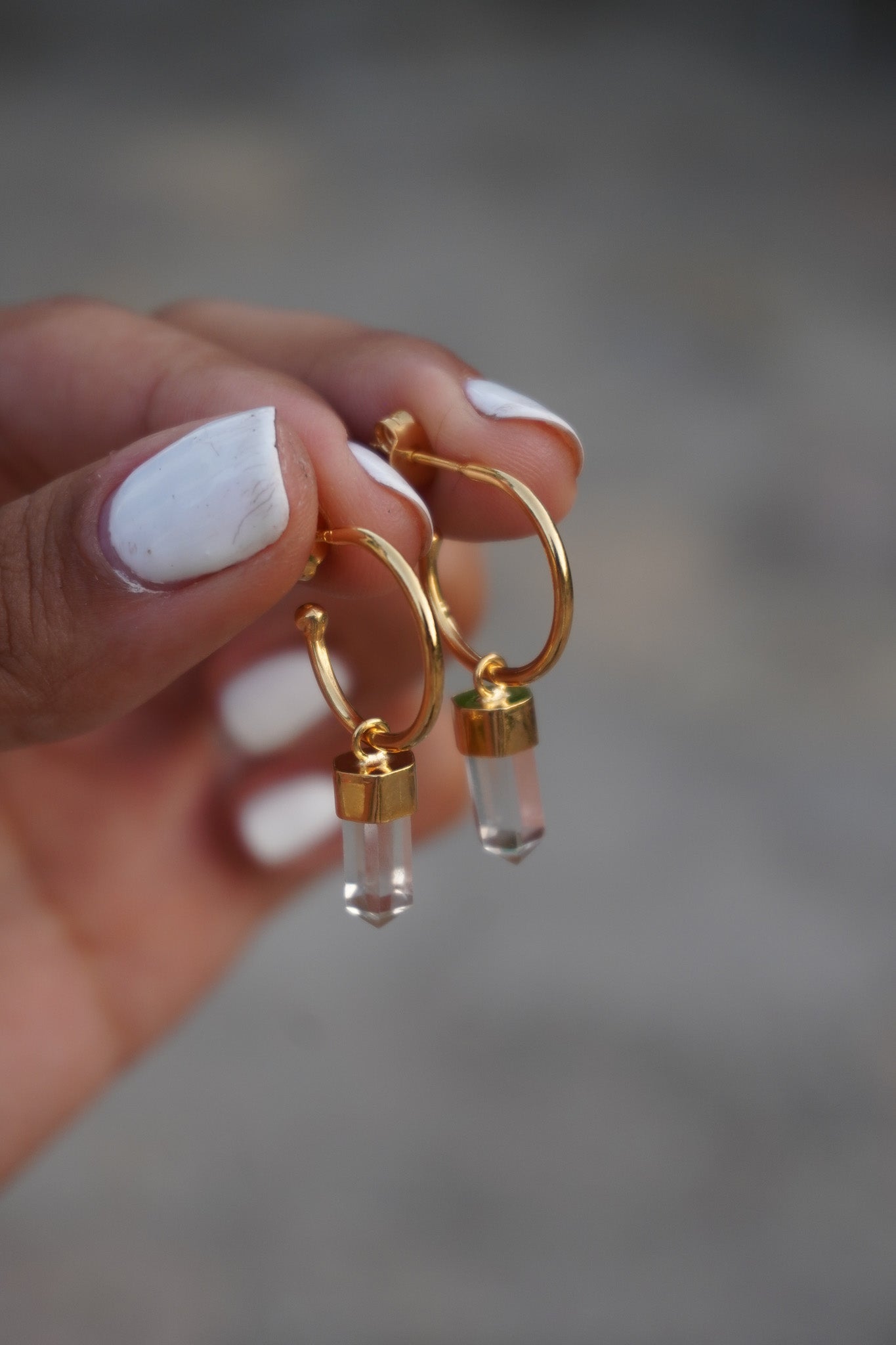 ✨Aros mini puntas cuarzo cristal