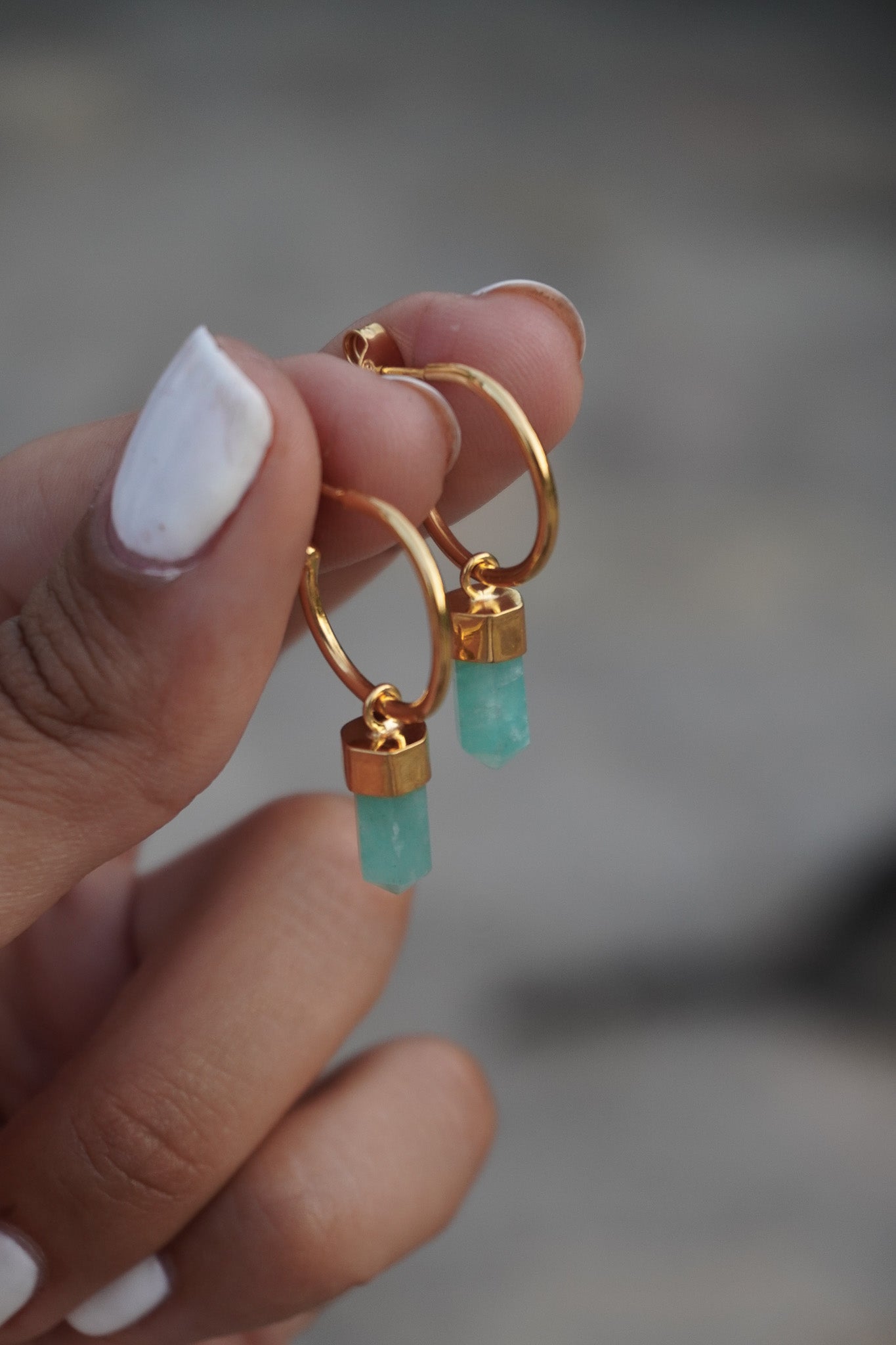 ✨Aros mini puntas amazonita