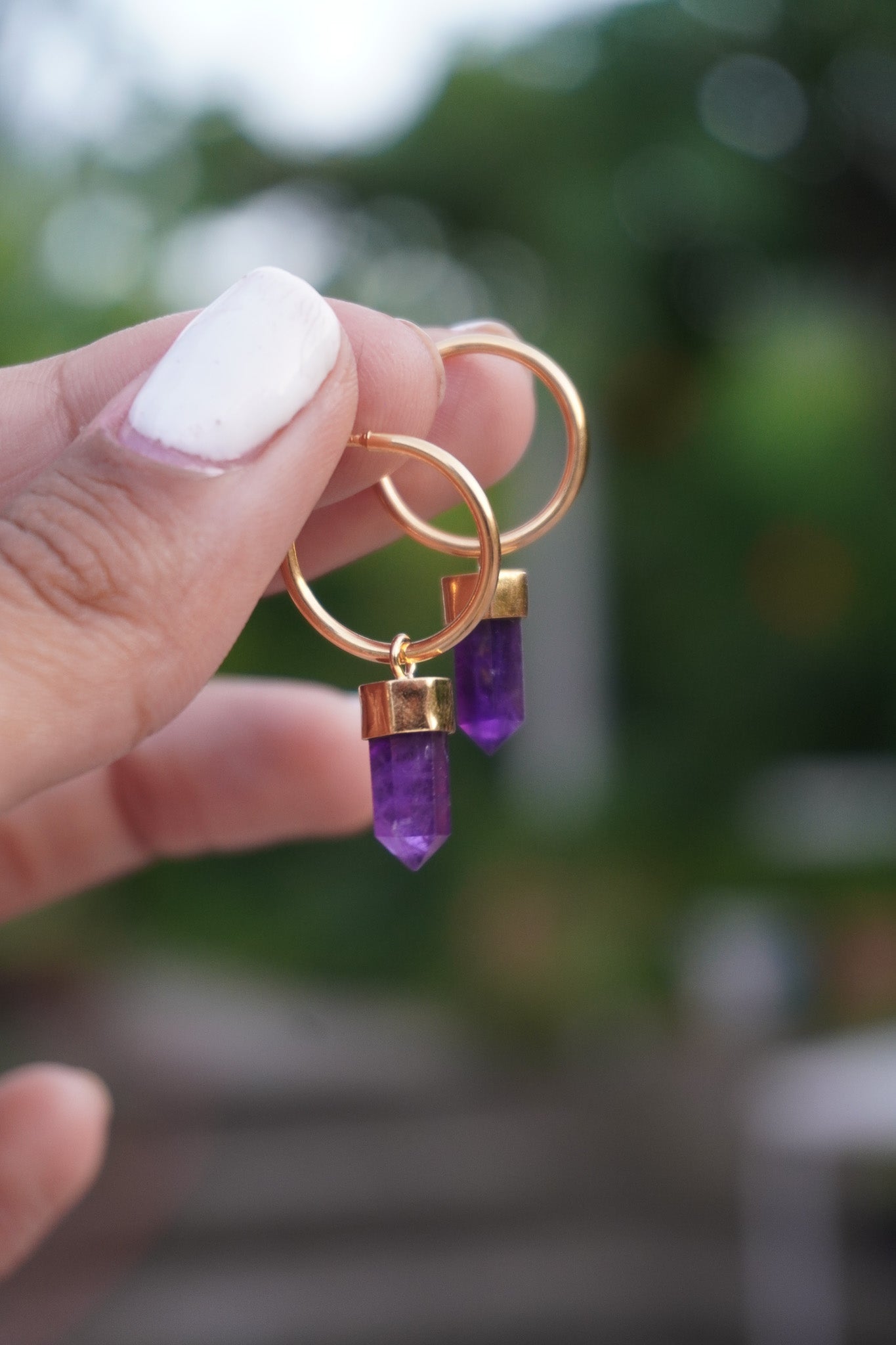 ✨Aros mini puntas amatista