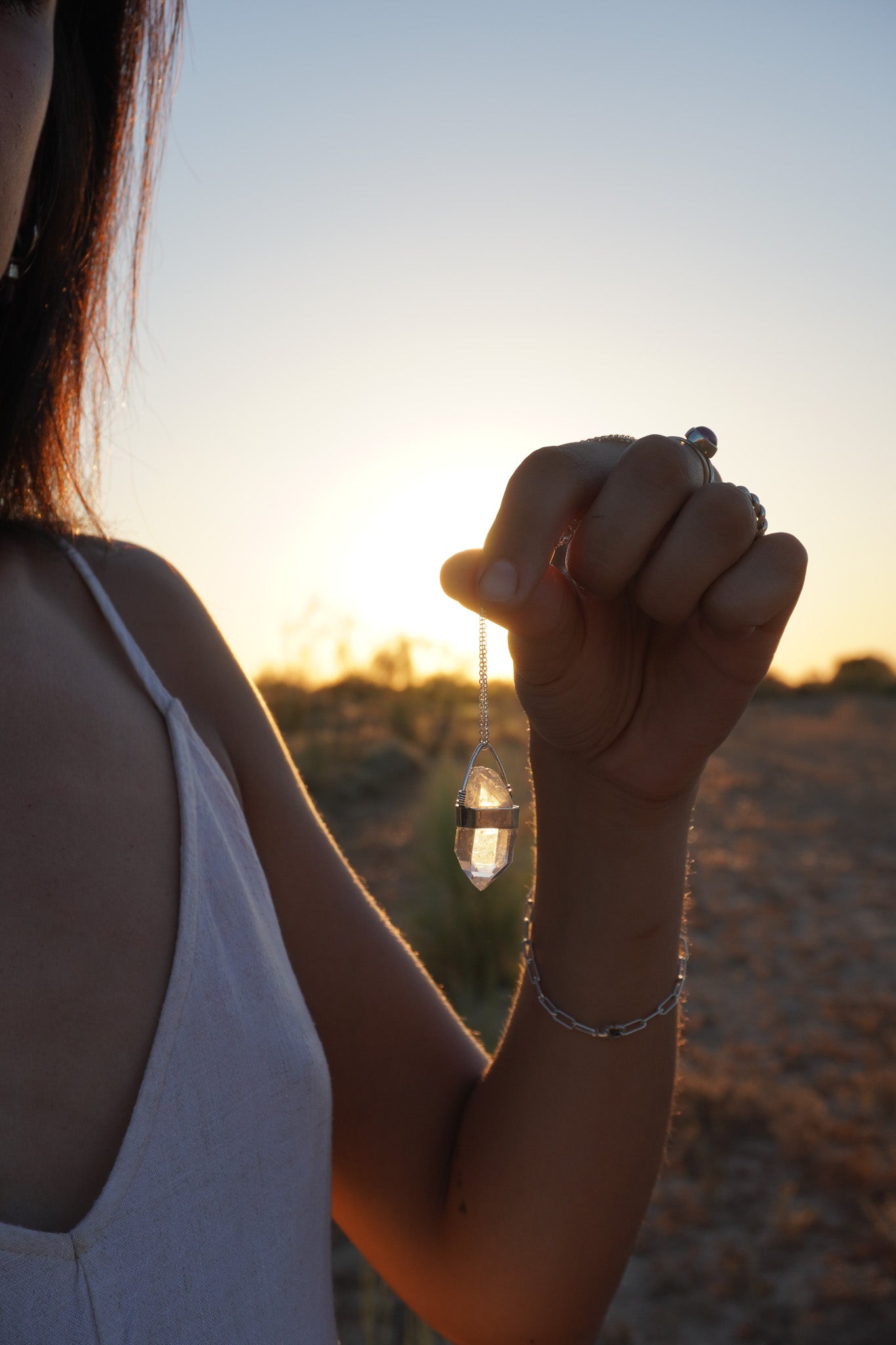 Collar péndulo cuarzo en bruto