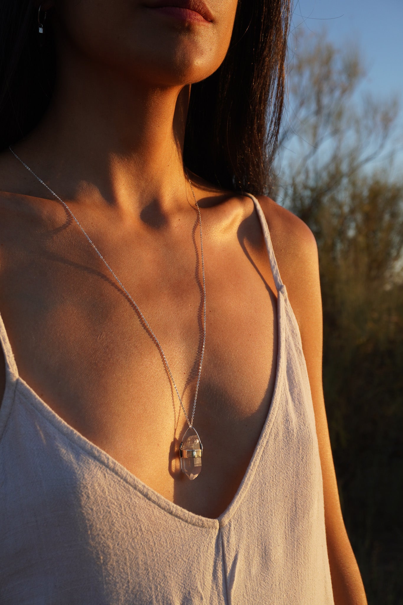 Collar péndulo cuarzo en bruto