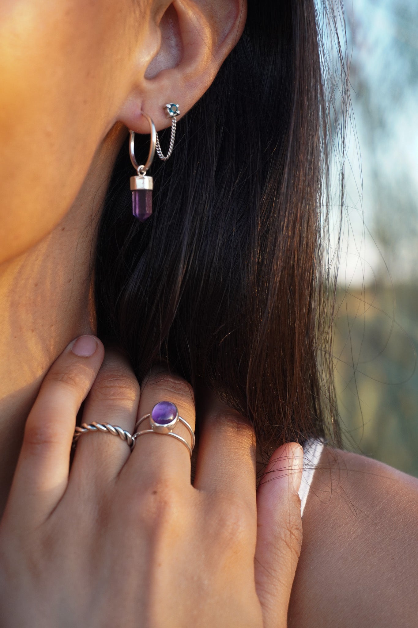 ✨Aros mini puntas amatista