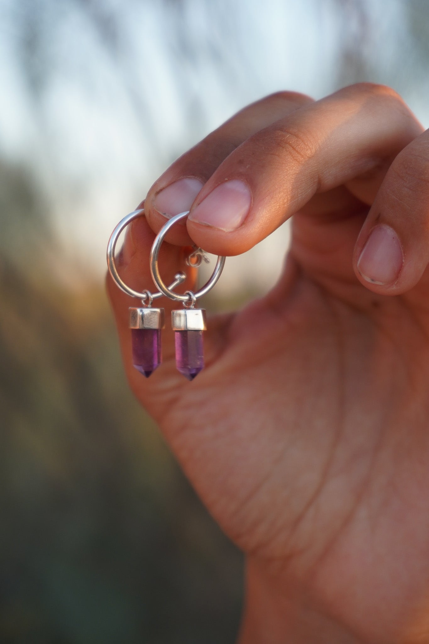 ✨Aros mini puntas amatista