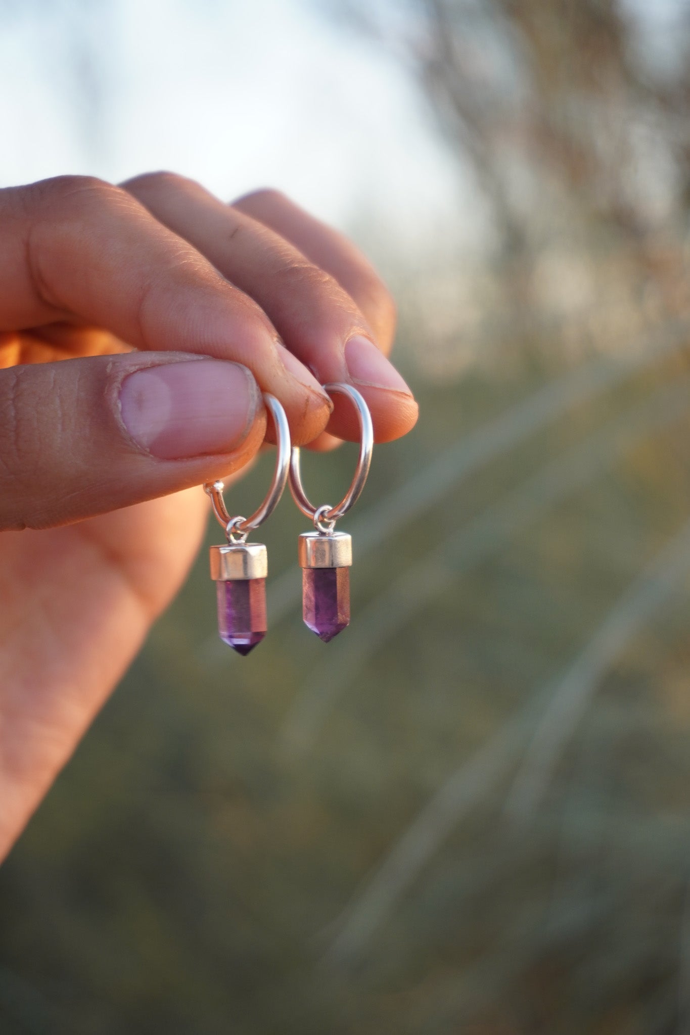 ✨Aros mini puntas amatista