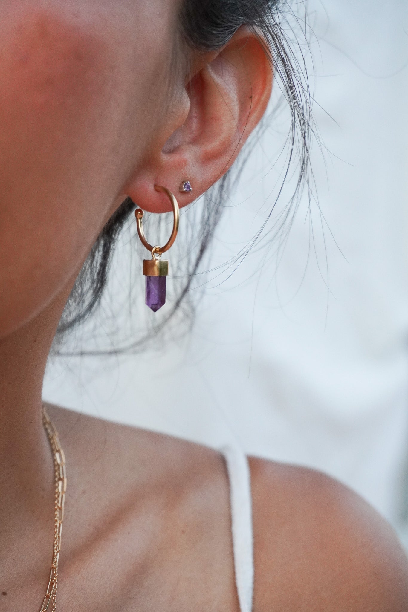 ✨Aros mini puntas amatista