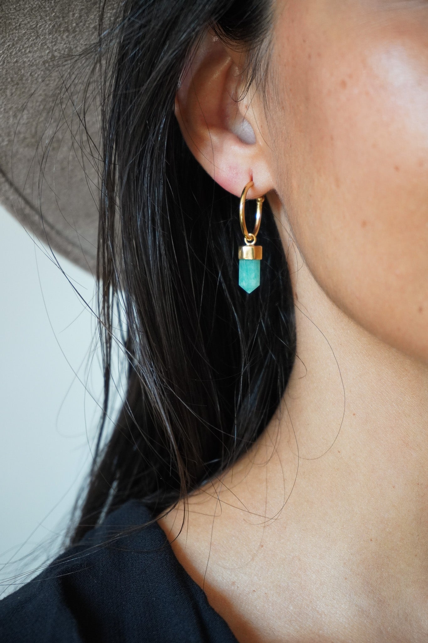 ✨Aros mini puntas amazonita