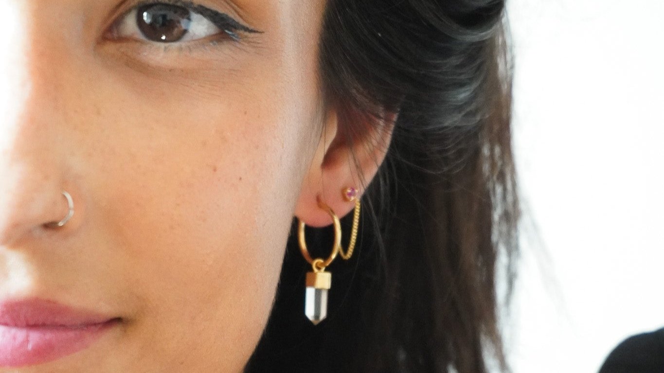 ✨Aros mini puntas cuarzo cristal