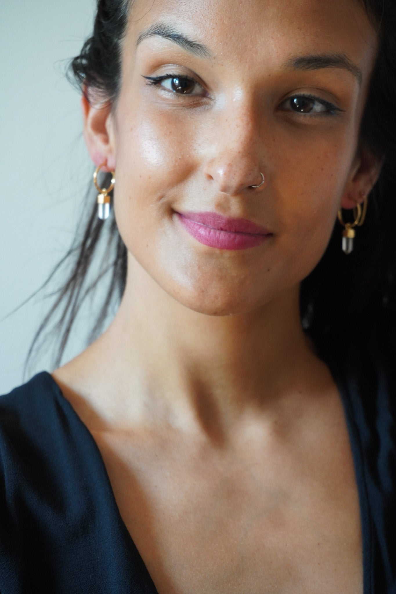 ✨Aros mini puntas cuarzo cristal