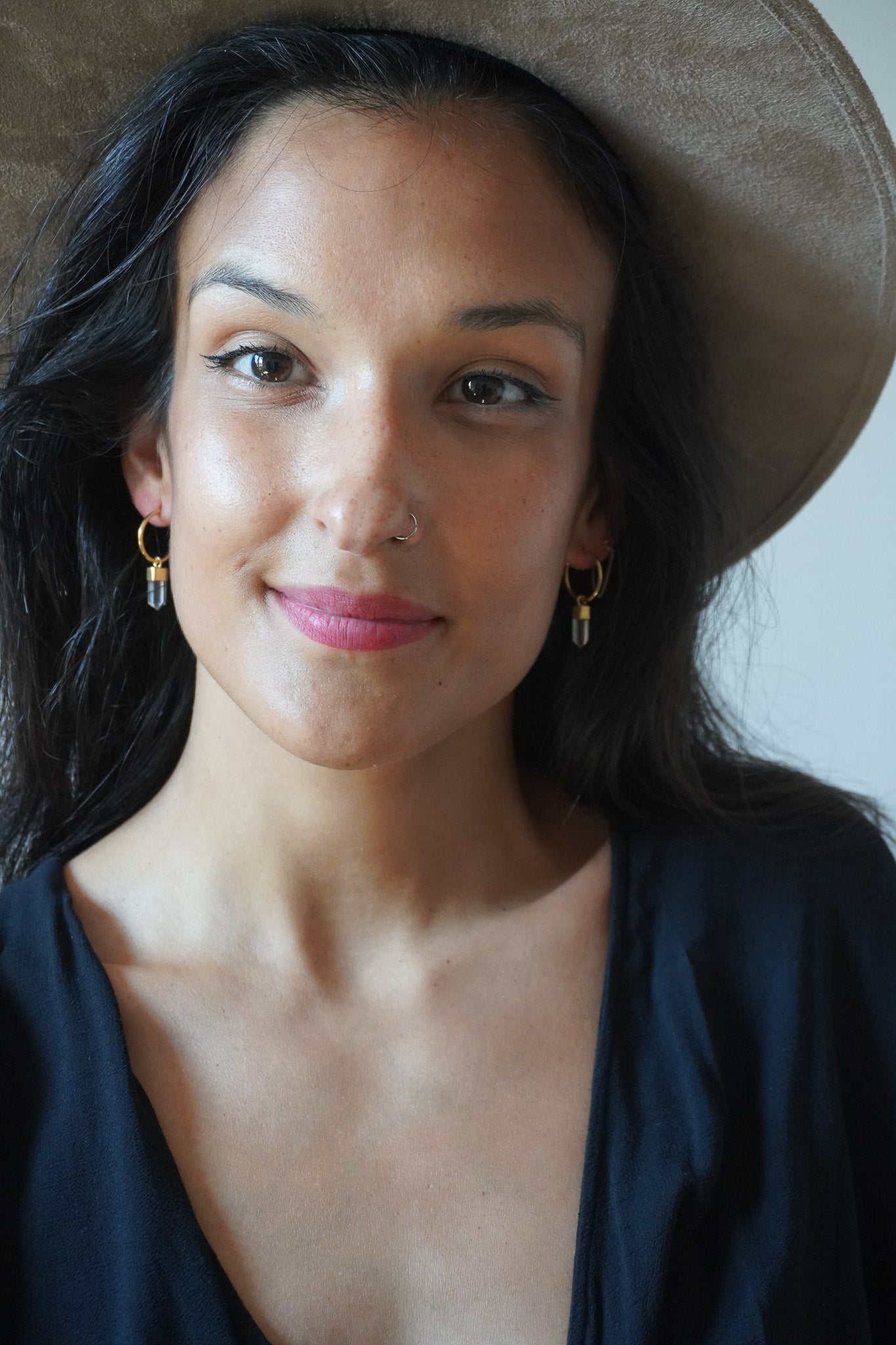 ✨Aros mini puntas cuarzo cristal