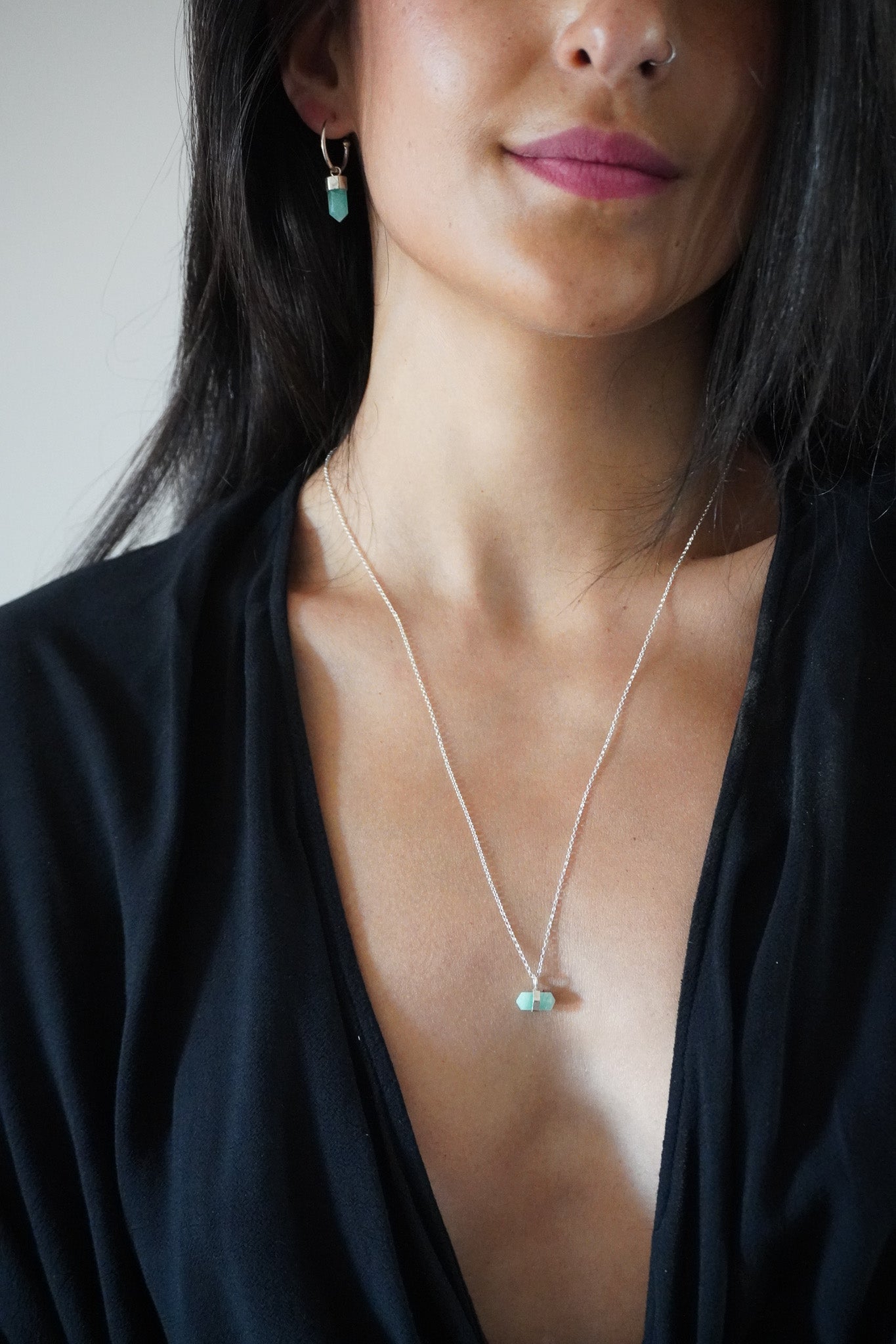 ✨Aros mini puntas amazonita