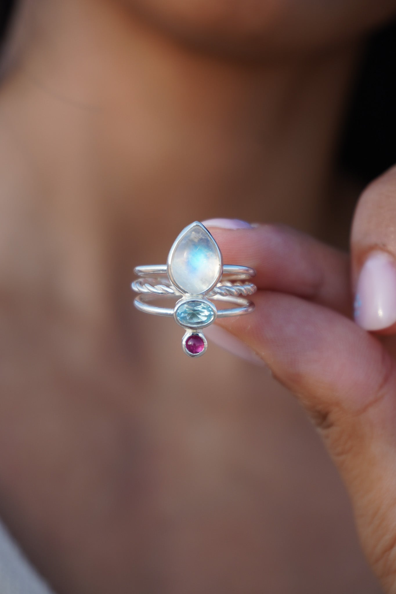 Anillo Triple Intención Turmalina