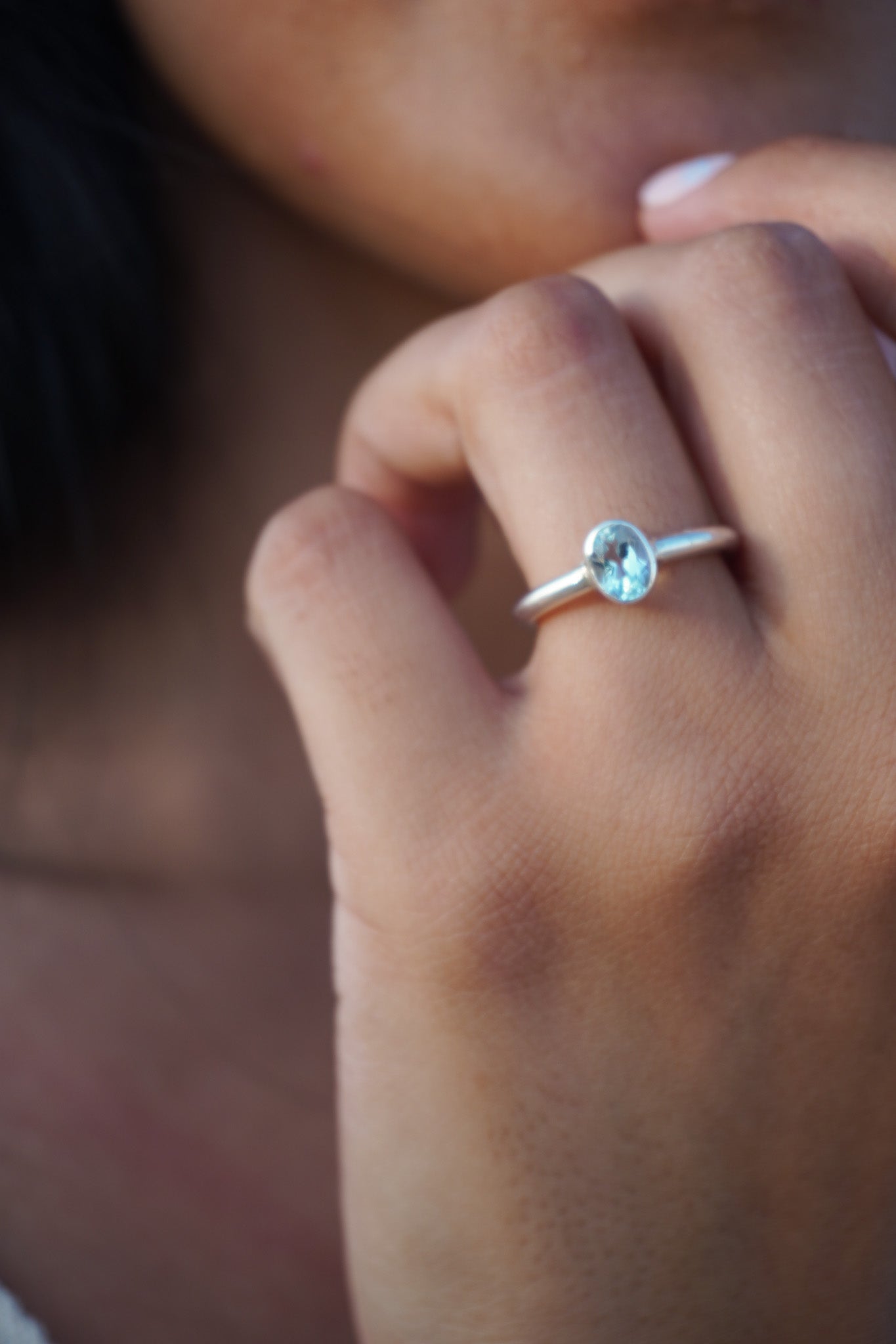 Anillo Topacio azul