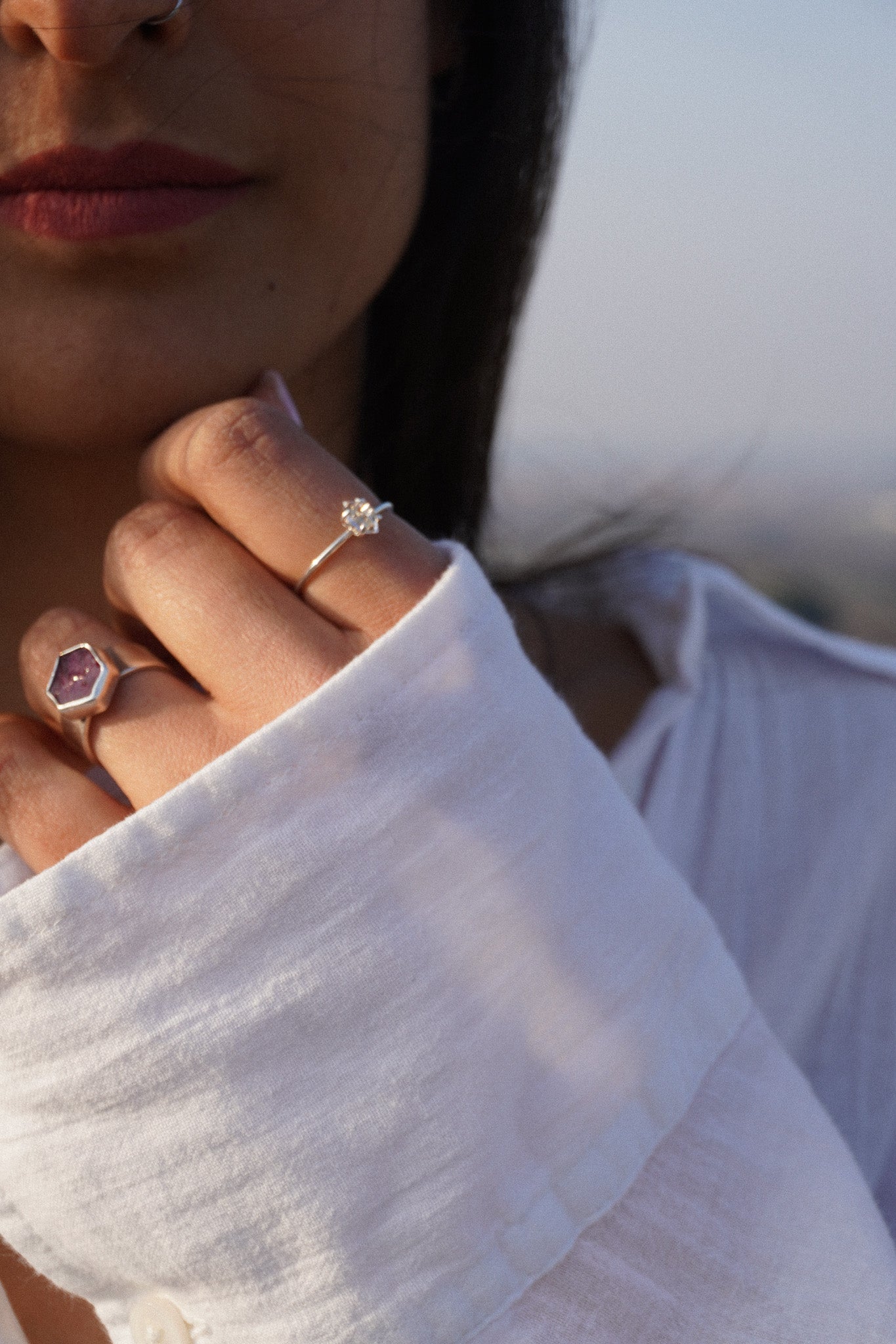 Anillo mini herkimer